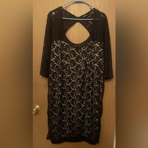 Black midi lace dress
